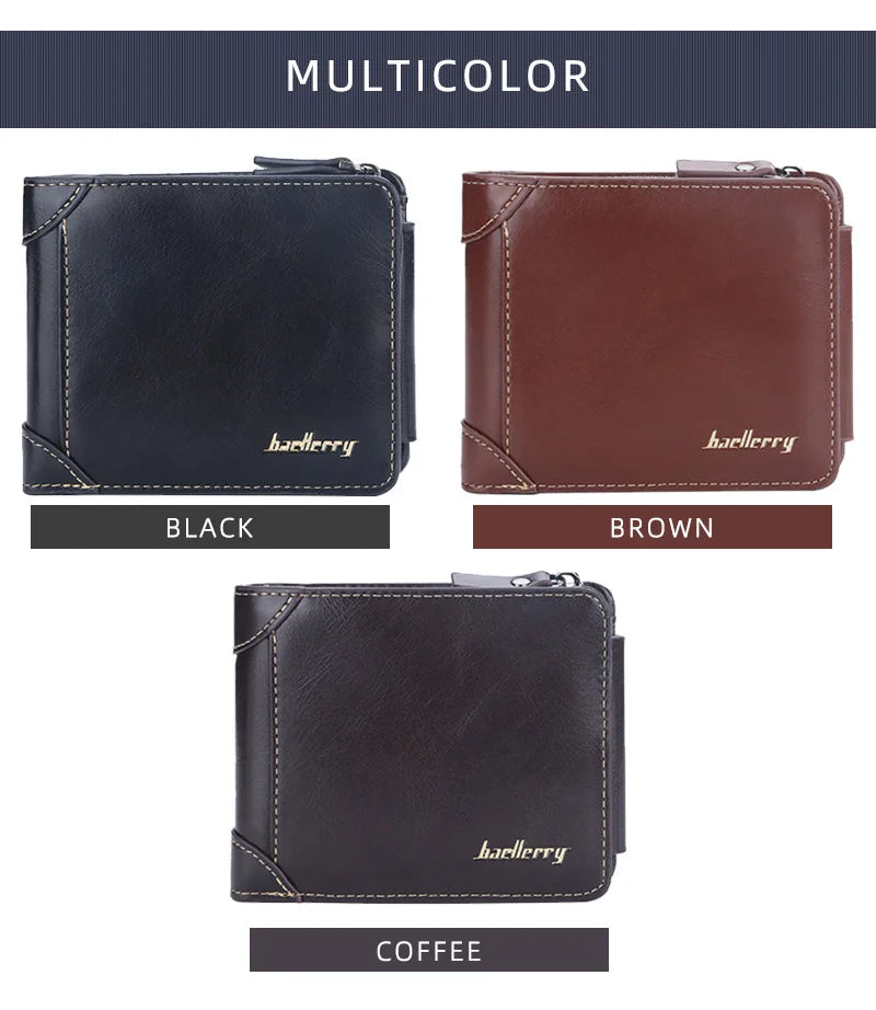 Baellerry PU Leather Men Wallets High Quality Zipper Short Desigh Card Holder Male Purse Vintage Coin Holder Men Wallets