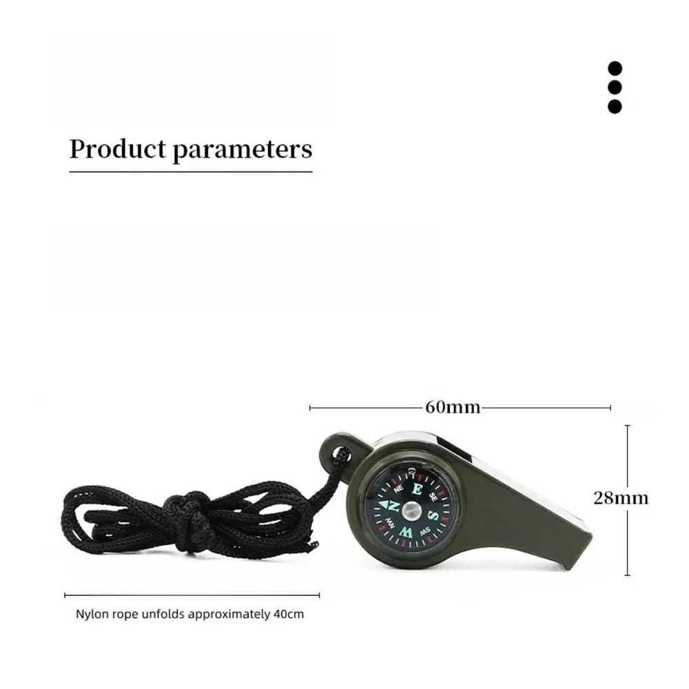 3-in-1 Outdoor Emergency Whistle with Compass and Thermometer, Convenient to Carry, Suitable for Camping and Hiking