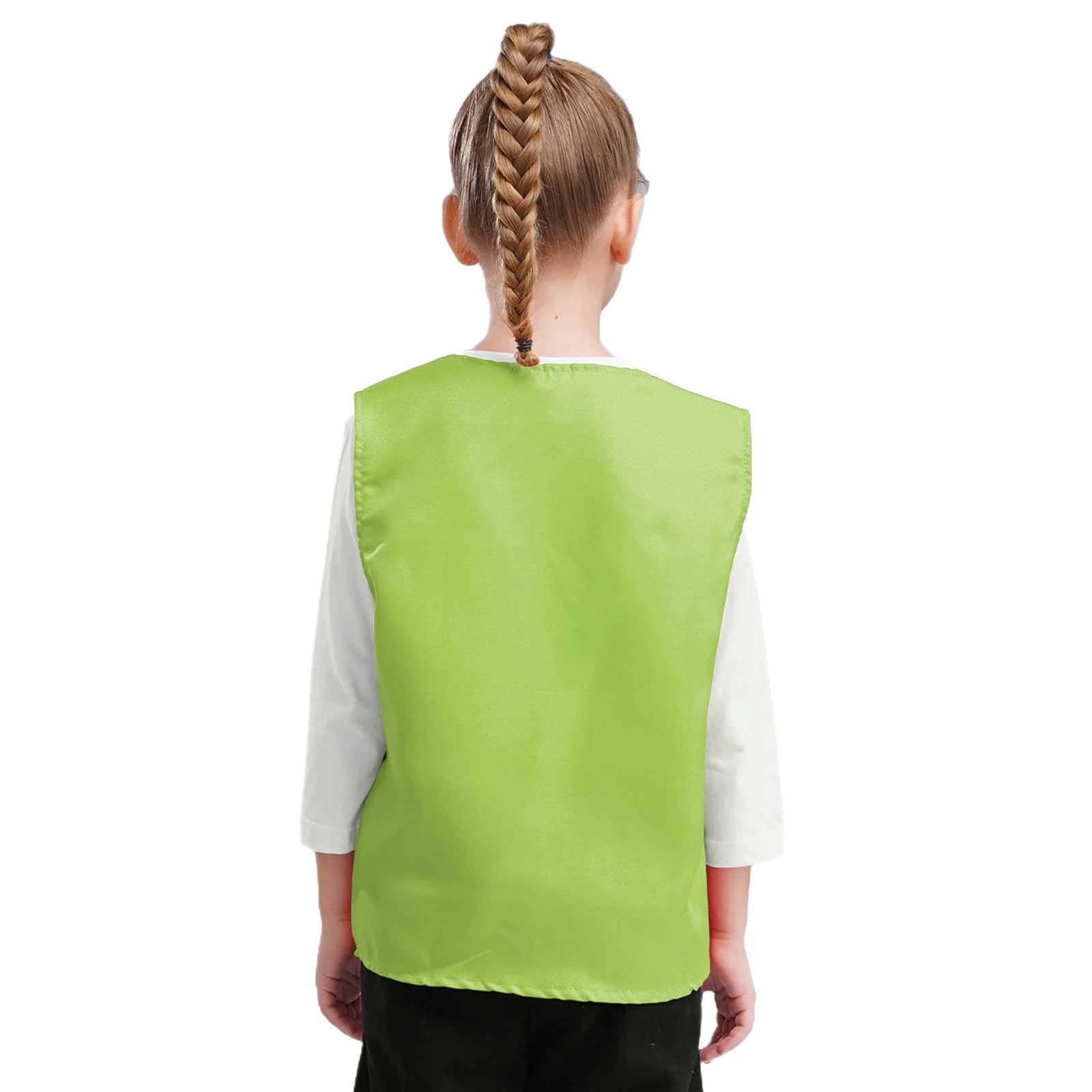 Kids Boys Girls Button Volunteer Vest Solid Color V Neck Sleeveless Waistcoat Volunteers School Camp Activities Uniform