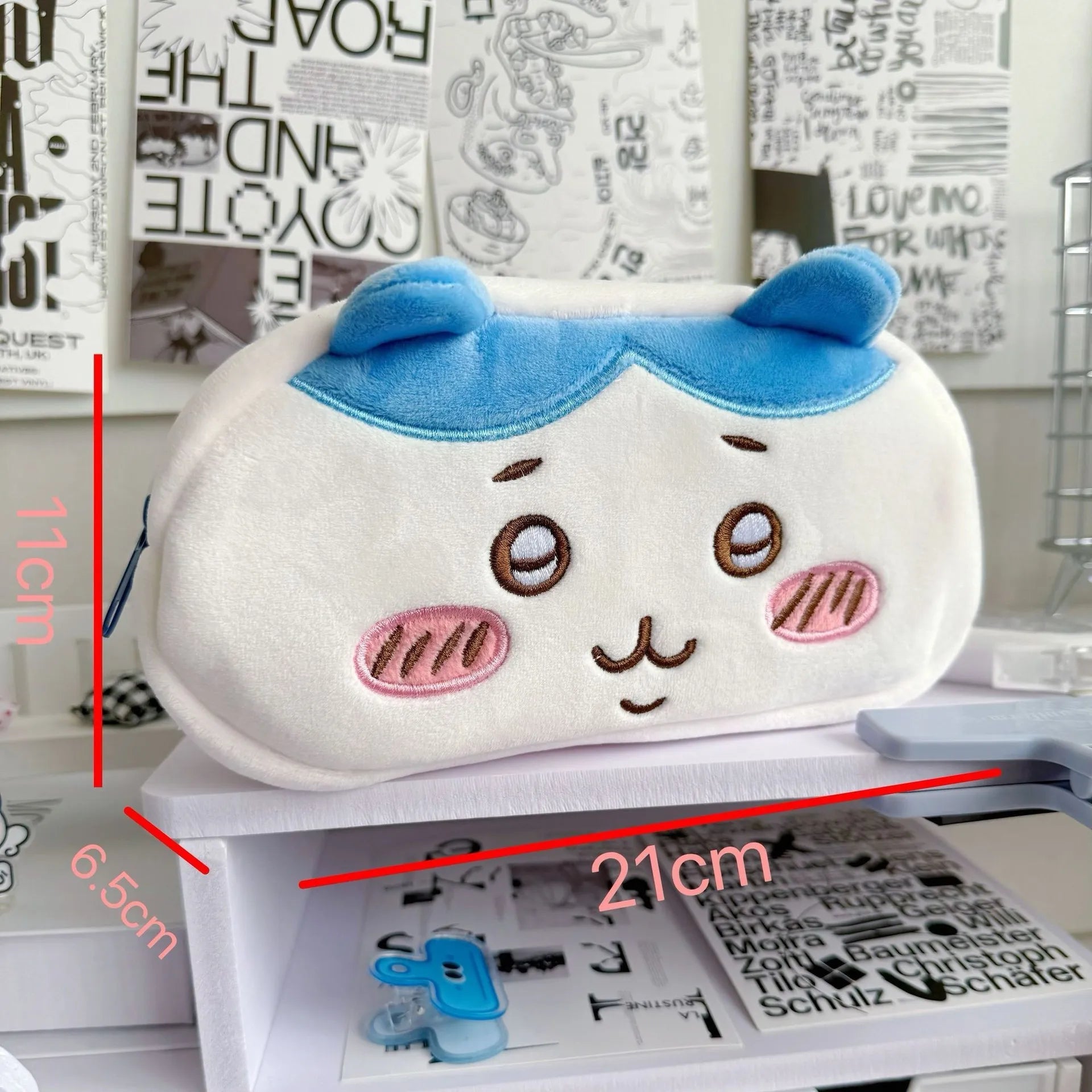 Cute animal storage bag Plush Pencil Case, Cute Anime Stationery Pouch, Large Capacity Soft Pen Bag for School Students Girls