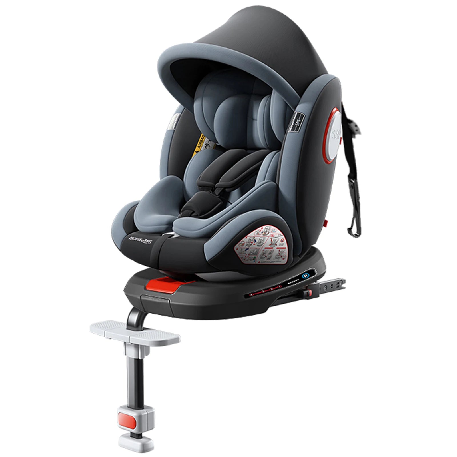 360 Swivel Toddler Car Seat with Retractable Support Anti-Tip Leg, ISOFIX Mount Safety System, Dual SIP Side Impact Module, Integrated Skeleton Shell, Forward and Rearward Facing Multi-Age Child Seat