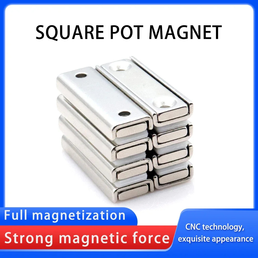 L10~L120 Strong Square Pot Magnet  Long Magnetic Tool Carrier With Hole Magnetic Holder For Home Office DIY