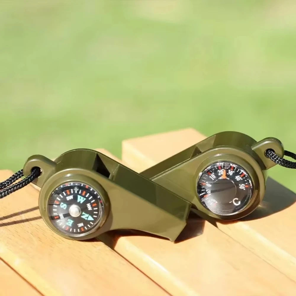 3-in-1 Outdoor Emergency Whistle with Compass and Thermometer, Convenient to Carry, Suitable for Camping and Hiking