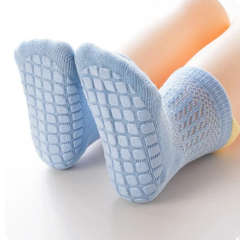 3 Pairs/lot RAISE 6 Colored Non-slip Baby Girl Socks Breathable Thin Infant Girl Cotton Socks Kids Mesh Socks Children's Sock Kit