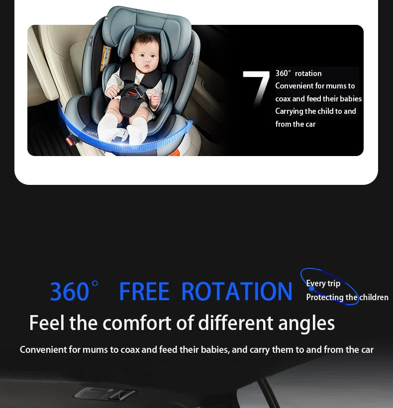 360 Swivel Toddler Car Seat with Retractable Support Anti-Tip Leg, ISOFIX Mount Safety System, Dual SIP Side Impact Module, Integrated Skeleton Shell, Forward and Rearward Facing Multi-Age Child Seat