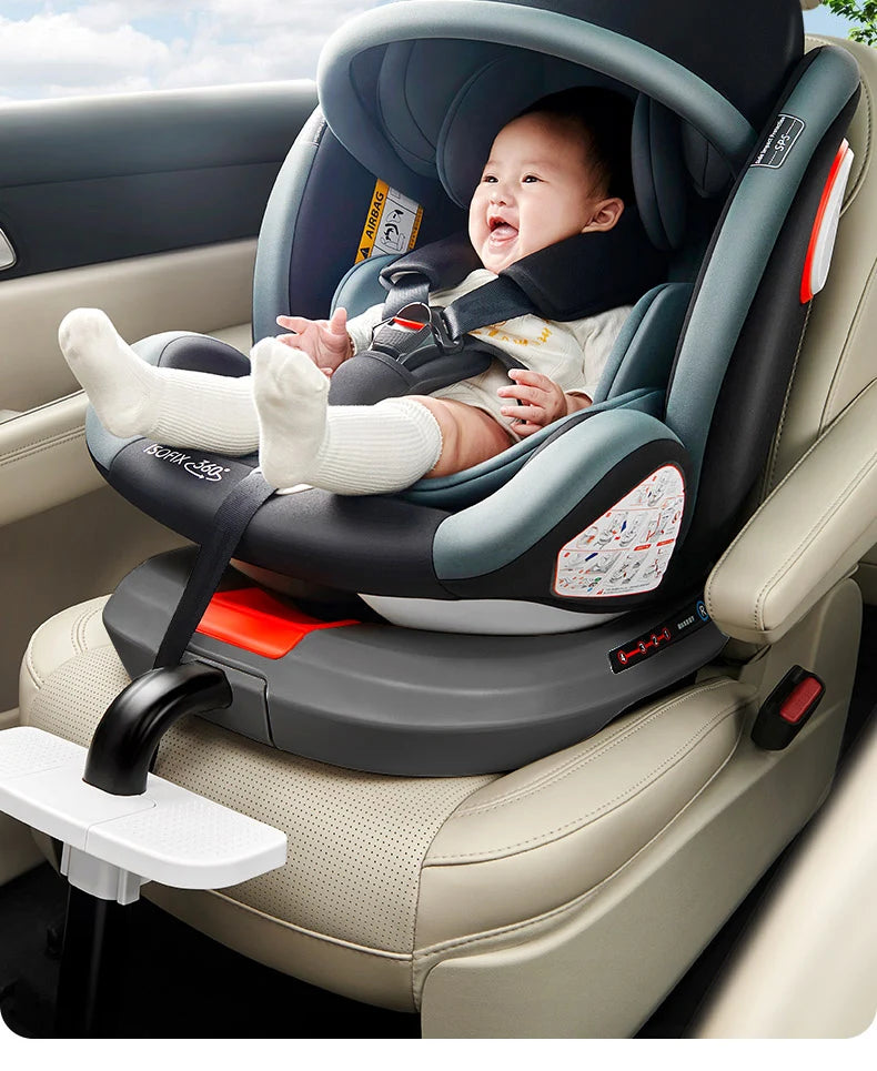360 Swivel Toddler Car Seat with Retractable Support Anti-Tip Leg, ISOFIX Mount Safety System, Dual SIP Side Impact Module, Integrated Skeleton Shell, Forward and Rearward Facing Multi-Age Child Seat