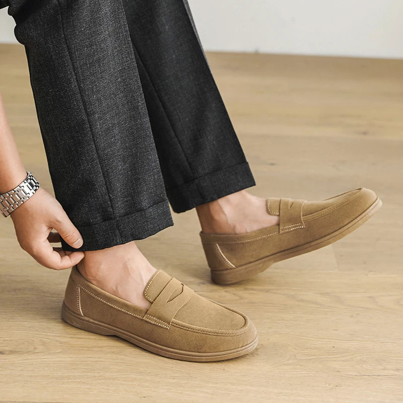 Hot Sale Men's Slip On Loafers Preppy Lightweight Breathable Comfort Outdoor Flats Non-Slip Soft Sole Casual Daily Walking Shoes