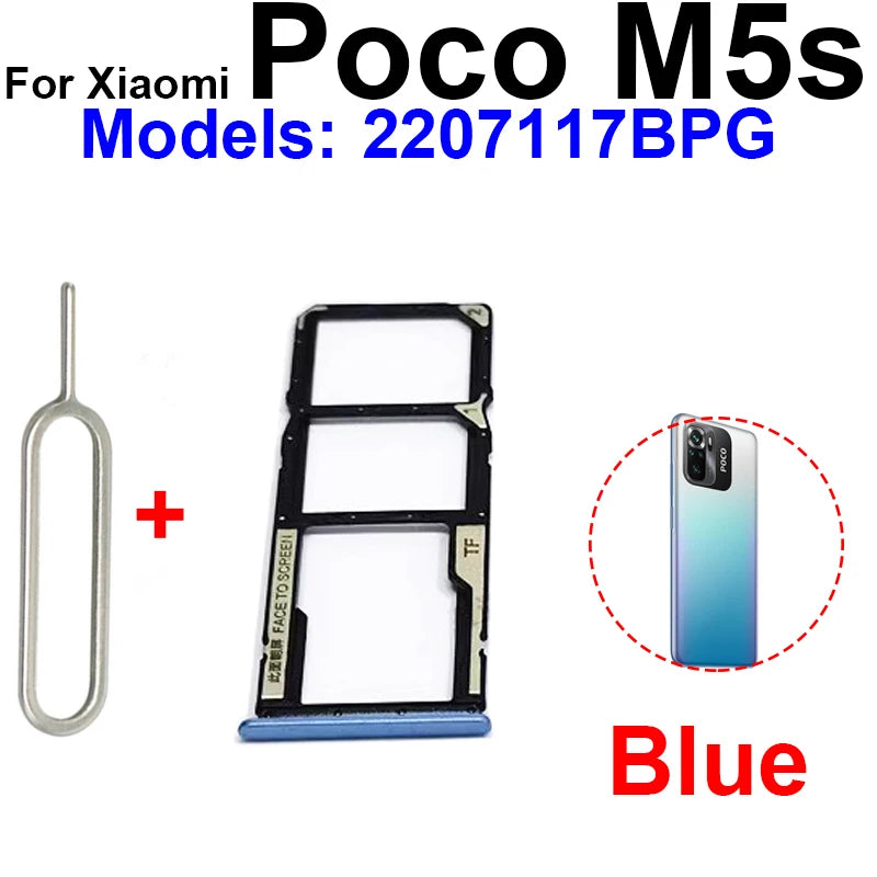 Sim Card Tray Holder For Xiaomi Poco X5 F5 Pro M5 M5s SIM Card Slot Holder Socket Reader Adapter Replacement Repair Parts