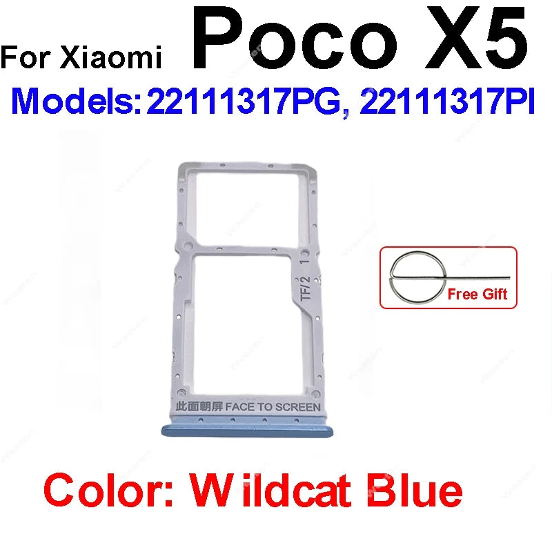 Sim Card Tray Holder For Xiaomi Poco X5 F5 Pro M5 M5s SIM Card Slot Holder Socket Reader Adapter Replacement Repair Parts