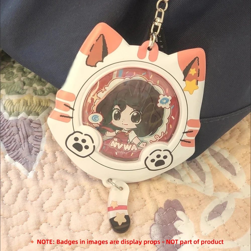 Kawaii Cat Ear Badge Protector Keychain For Women Charm Anime PVC Bag Display With Tail Collection Young Girls Jewelry Gift N927