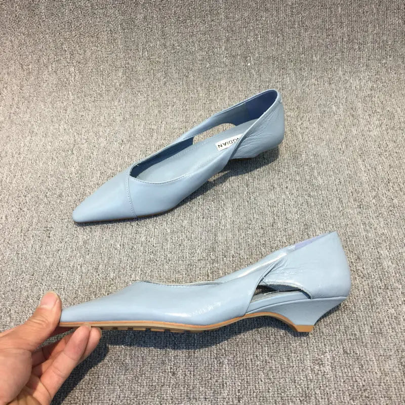 Shoes for Women 2024 Comfortable Women's Summer Footwear Moccasins Blue Low Heel Elegant Pointed Toe High Quality Popular Young