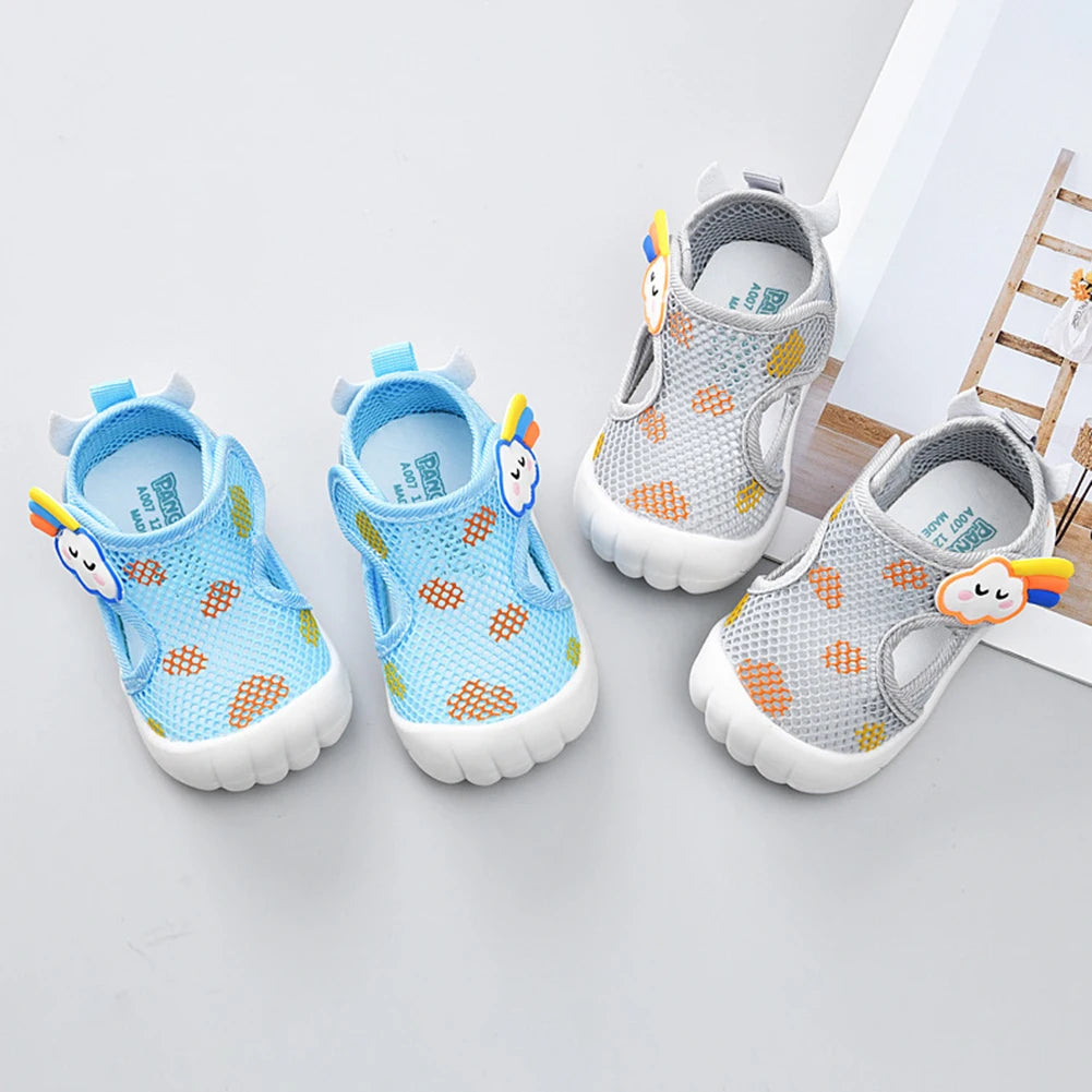Cartoon Mesh Non-Slip Baby Breathable Shoes for Spring Summer High Elastic Comfy Shoes Kids Shoes For Learning Walking