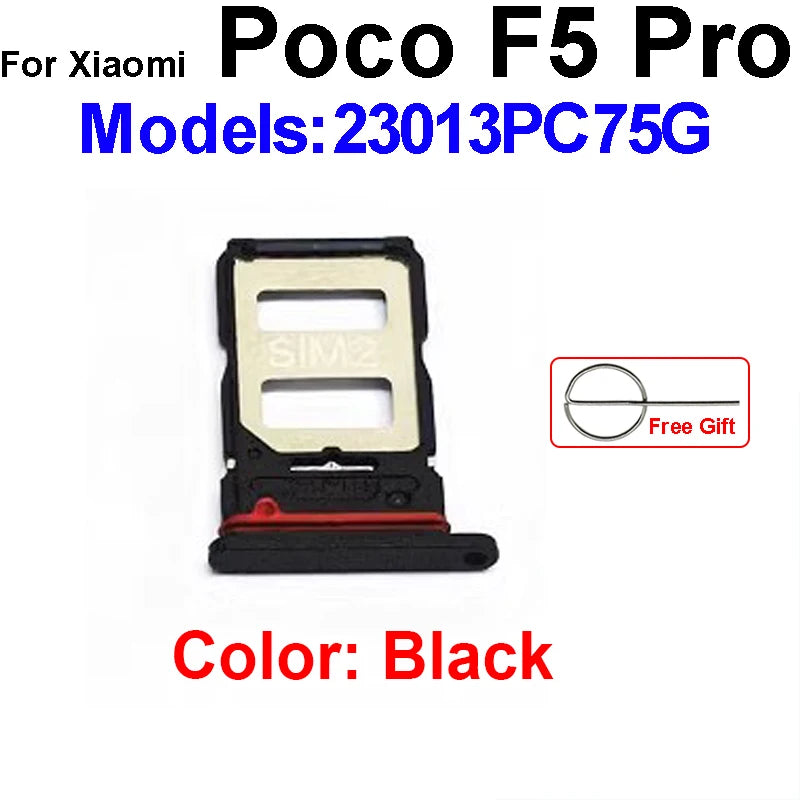 Sim Card Tray Holder For Xiaomi Poco X5 F5 Pro M5 M5s SIM Card Slot Holder Socket Reader Adapter Replacement Repair Parts