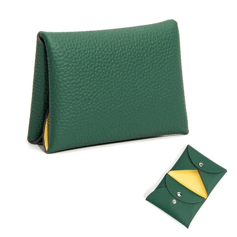 Cowhide Mini Envelope Card Bag Women's Business Card Holder Credit Cards Document Bag Coin Purse Designer Classic Card Bag