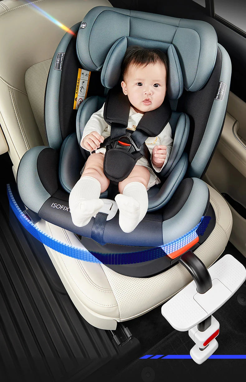 360 Swivel Toddler Car Seat with Retractable Support Anti-Tip Leg, ISOFIX Mount Safety System, Dual SIP Side Impact Module, Integrated Skeleton Shell, Forward and Rearward Facing Multi-Age Child Seat