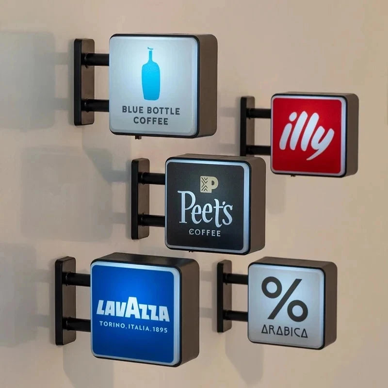 World Classic Coffee Brands Light Sign Refrigerator Magnet Coffee Machine Decor Arabica Lavazza Illy Blue Bottle Peet's Coffee