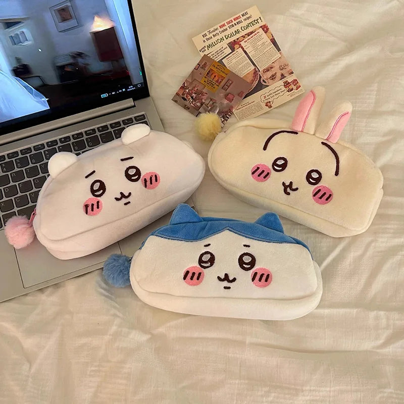 Cute animal storage bag Plush Pencil Case, Cute Anime Stationery Pouch, Large Capacity Soft Pen Bag for School Students Girls