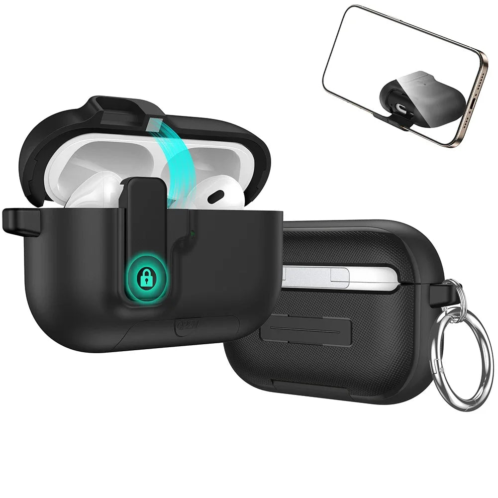 For Airpods Pro 3 Case with Automatic Lock & Cleaning Kit Phone Stand Design Protective Case Cover for Airpods Pro 3