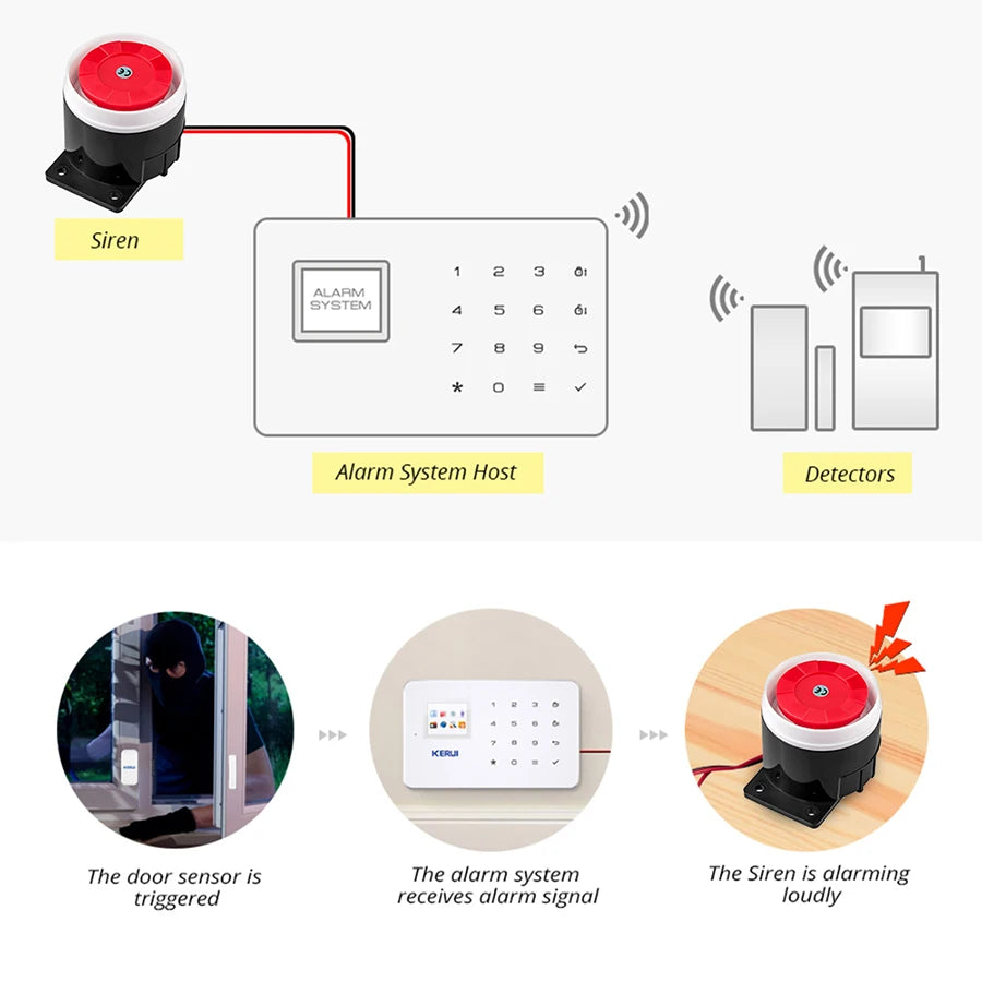 KERUI Mini Wired Siren Horn For Wireless Home Alarm Security System 120 dB Loud Siren