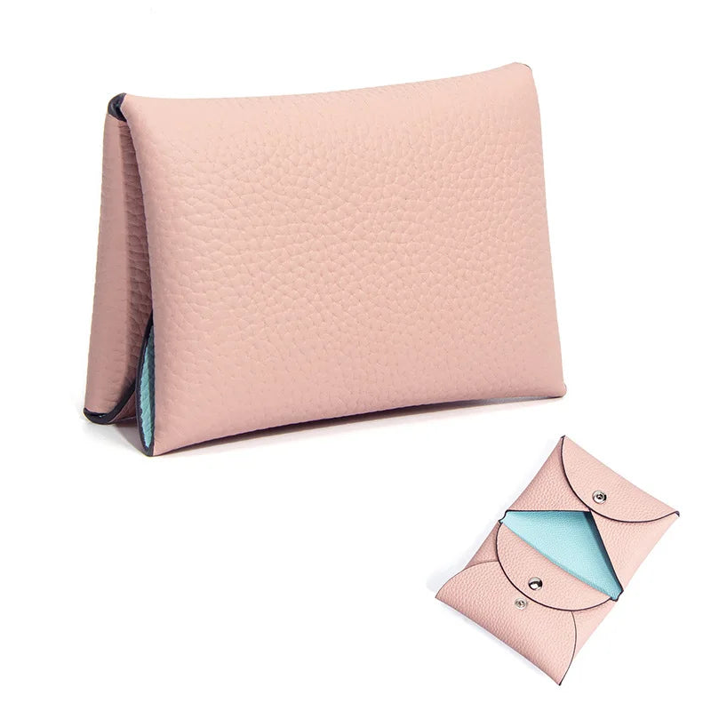 Cowhide Mini Envelope Card Bag Women's Business Card Holder Credit Cards Document Bag Coin Purse Designer Classic Card Bag