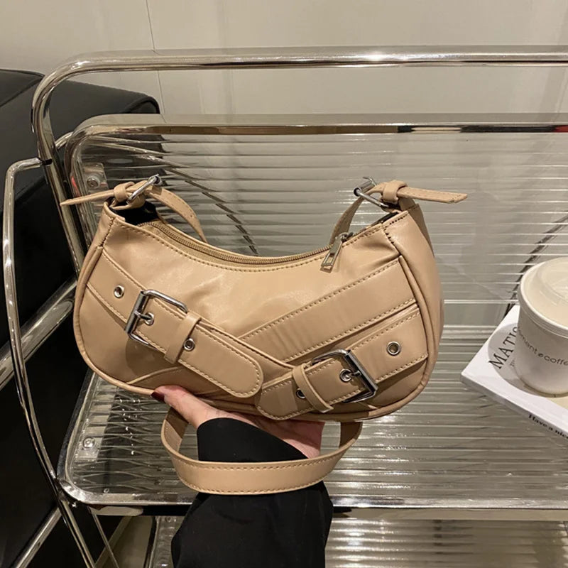 Y2K VintagePU-Leder Damen Umhängetasche Kleine Umhängetasche für Damen Mode Damen Achseltasche Clutch Geldbörse Weibliche Handtasche