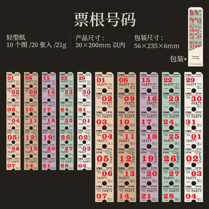 Journal GO 20pcs Retro Number & Symbol Label Sticker Pack Scrapbooking Diary Vintage Decoration Junk Journal Planner Stickers