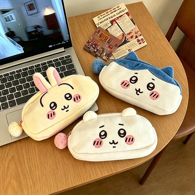 Cute animal storage bag Plush Pencil Case, Cute Anime Stationery Pouch, Large Capacity Soft Pen Bag for School Students Girls