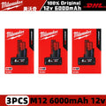 Milwaukee 12V Battery, 6.0Ah Milwaukee Rechargeable Battery For Milwaukee M12 Tool 48-11-2402 48-11-2411 48-11-2401MIL-12A-LI