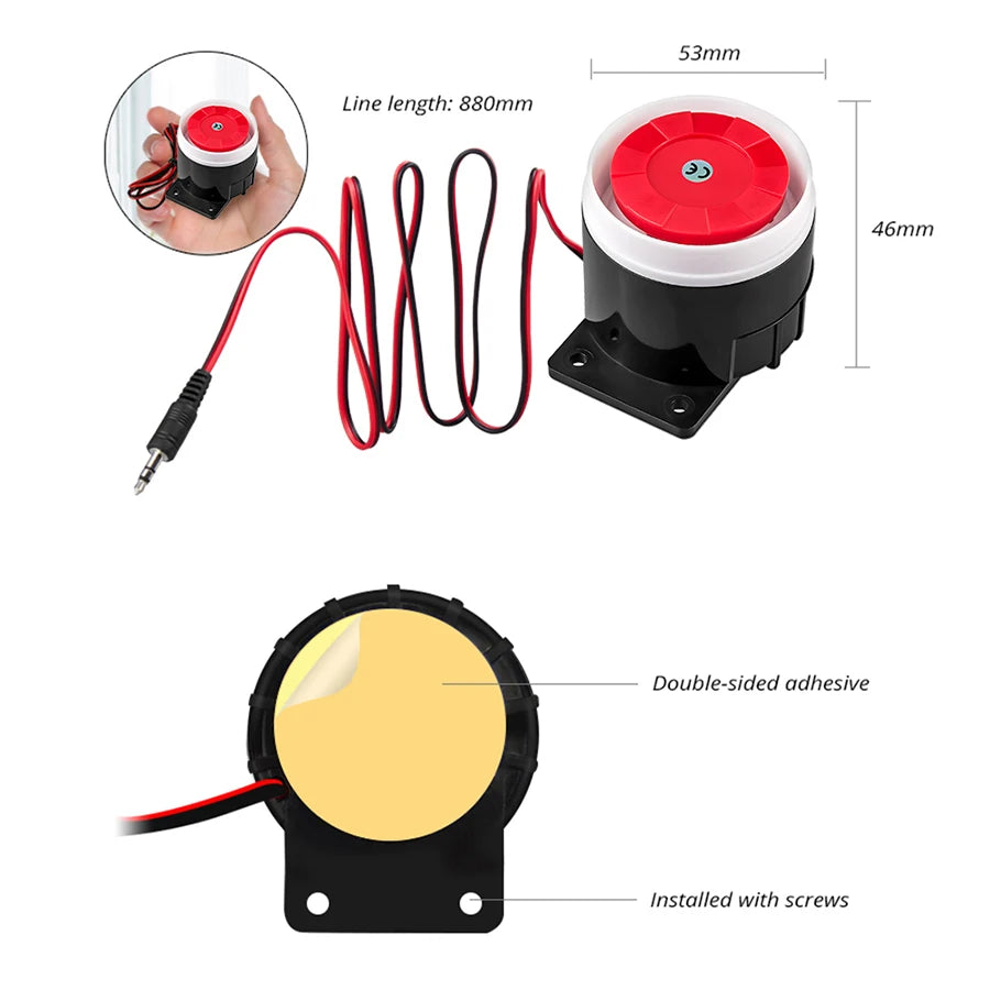 KERUI Mini Wired Siren Horn For Wireless Home Alarm Security System 120 dB Loud Siren
