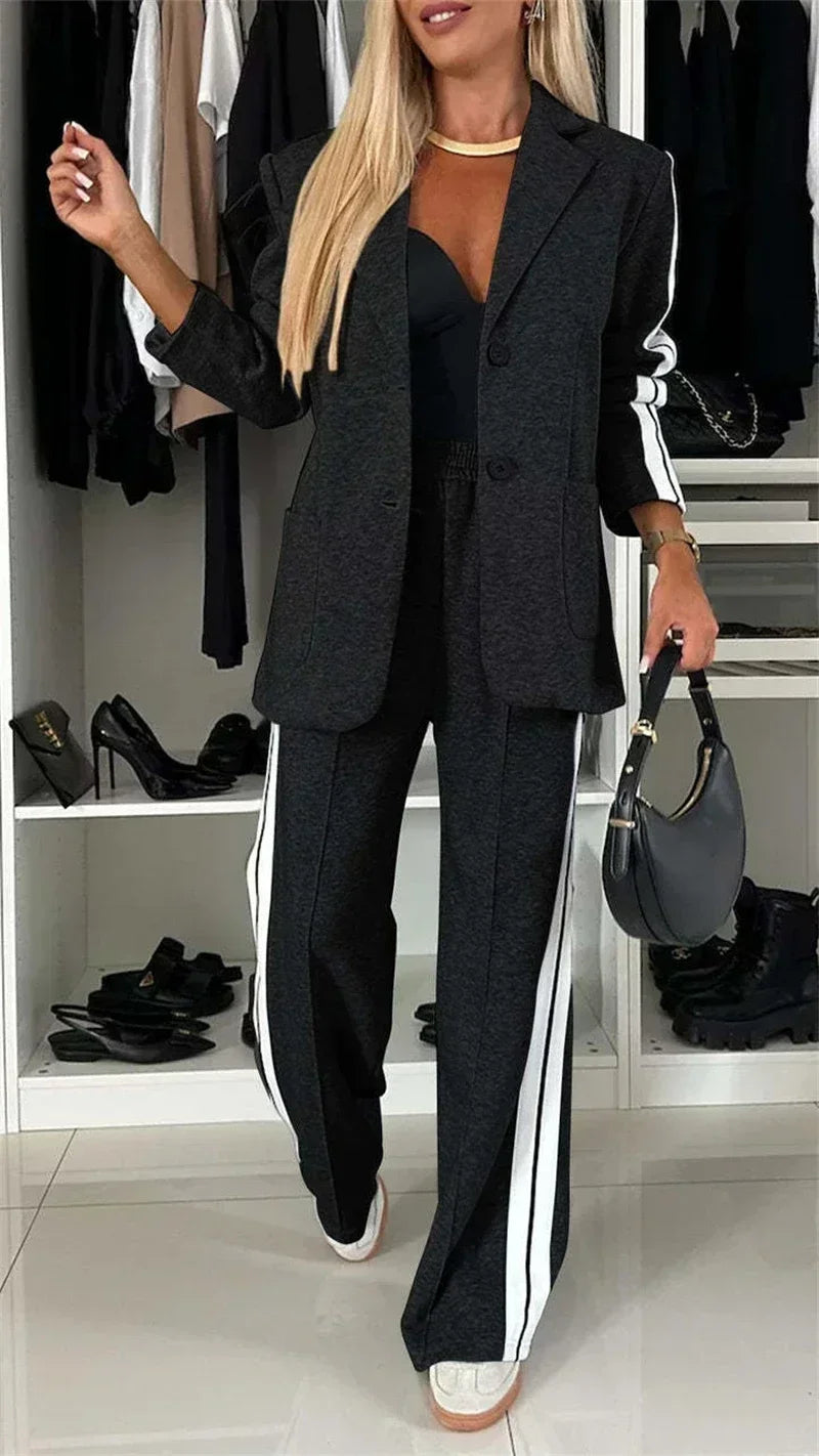 Streetwear Zweiteilige Sets Damen Outfit Frühling Herbst Kleidung 2024 Damen Blazer Mantel Top und Hosen Sets Lässige Blazer Anzug Damen Set