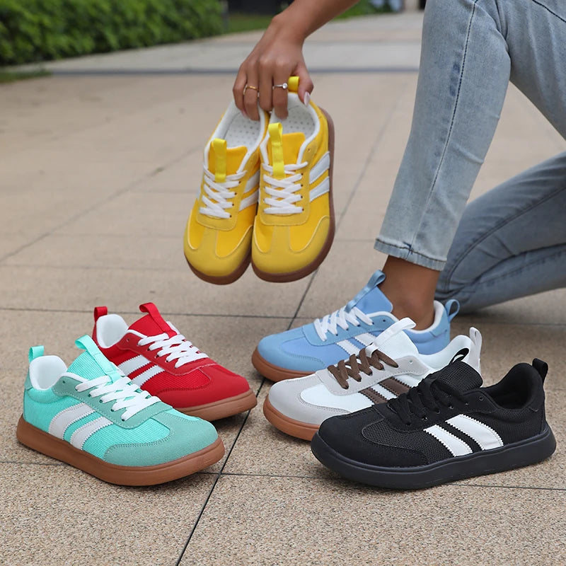 Women's Wide Foot Sports Shoes, German Training Shoes Trendy Shoes Minimalist Retro Fashion Breathable Mesh Casual Walking Shoes