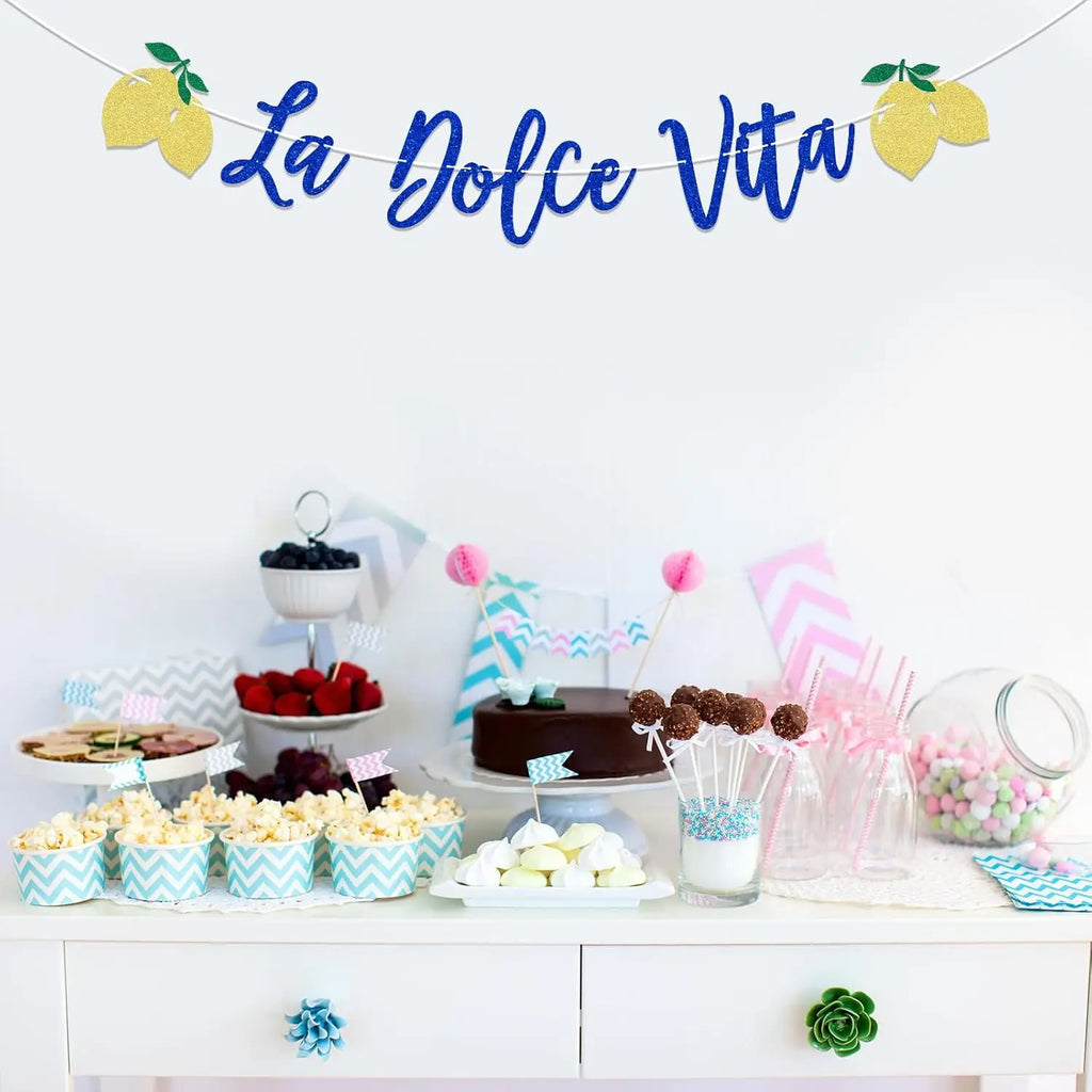 La Dolce Vita Bridal Shower Wedding Banner, Lemon Citrus Bachelorette Decor, Italian Summer Dinner Celebration Decorations, Bachelorette
