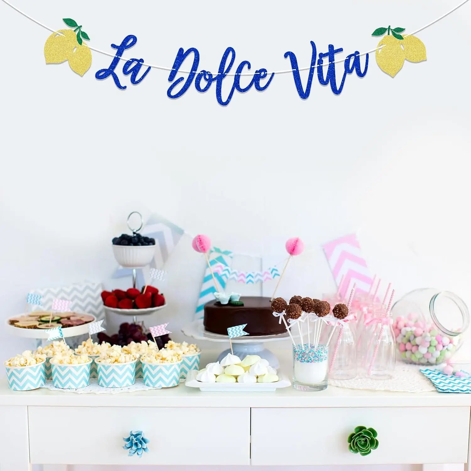 La Dolce Vita Bridal Shower Wedding Banner, Lemon Citrus Bachelorette Decor, Italian Summer Dinner Celebration Decorations, Bachelorette