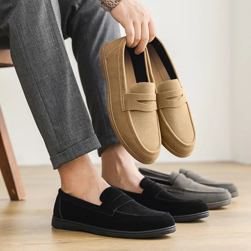 Hot Sale Men's Slip On Loafers Preppy Lightweight Breathable Comfort Outdoor Flats Non-Slip Soft Sole Casual Daily Walking Shoes