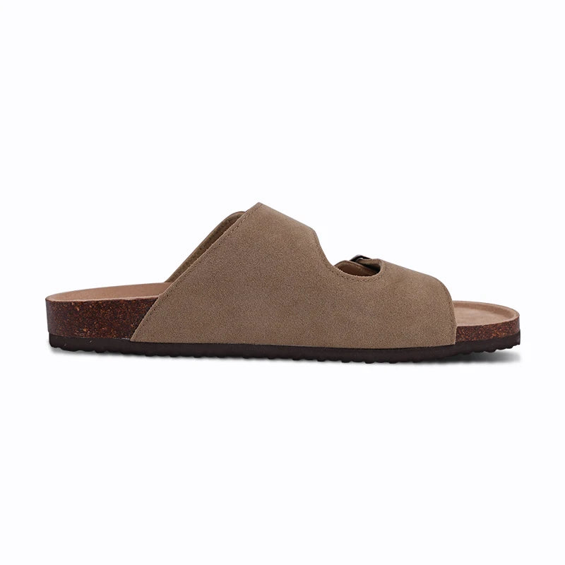Shevalues Cork Sole Slippers For Women Men Classic Suede Summer Sandals With Arch Support Fashion Orthopedic Beach Cork Shoes