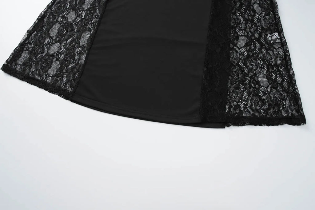 Dulzura Summer Fashion Sexy Backless Lace See Through Patchwork Suspender Long Dress Women Elegant Dress Party Club Prom Clothes
