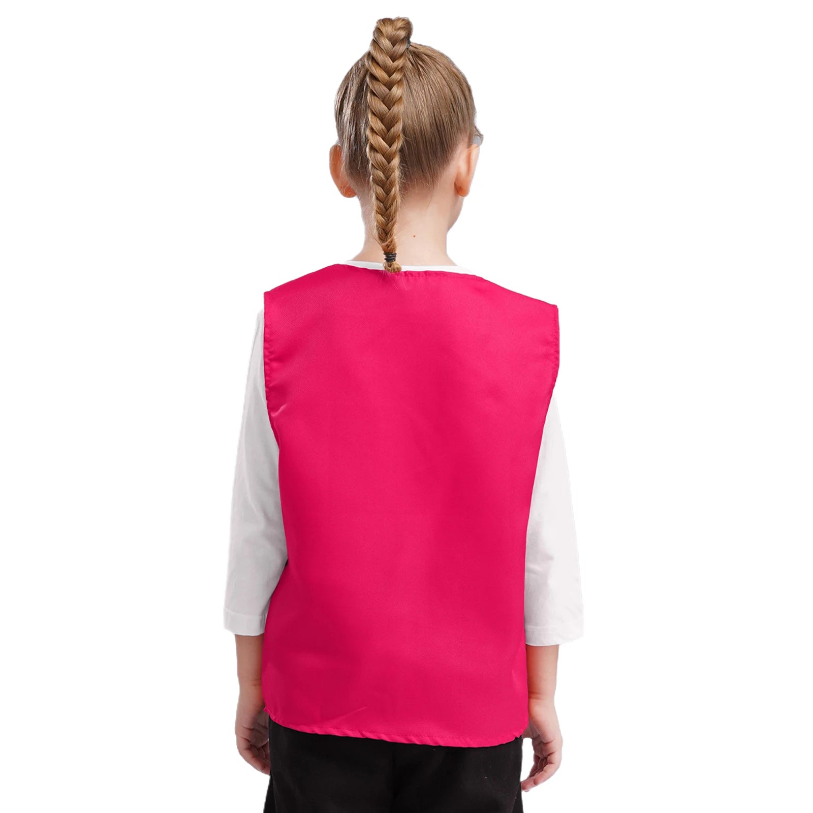 Kids Boys Girls Button Volunteer Vest Solid Color V Neck Sleeveless Waistcoat Volunteers School Camp Activities Uniform