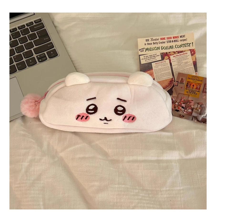 Cute animal storage bag Plush Pencil Case, Cute Anime Stationery Pouch, Large Capacity Soft Pen Bag for School Students Girls