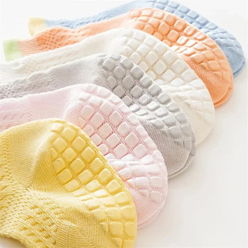 3 Pairs/lot RAISE 6 Colored Non-slip Baby Girl Socks Breathable Thin Infant Girl Cotton Socks Kids Mesh Socks Children's Sock Kit