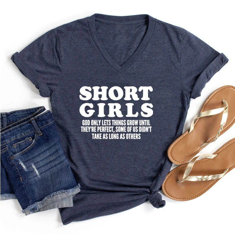 Women Humorous Quote Fashion Shirt Short Girls Print Graphics Girl Funny Short Sleeve Tee Harajuku Letter Casual V-neck T-shirt