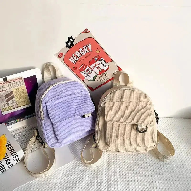 Womens Backpack Fashion Casual Corduroy Small Backpack Travel Stylish Backpack