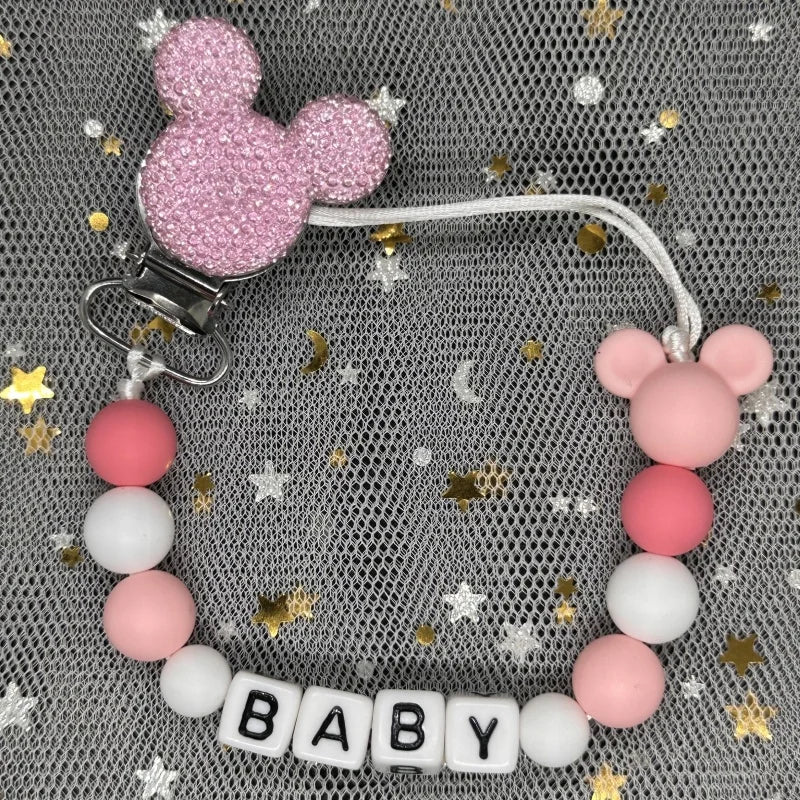 2026 Custom Name Baby Pacifier Clips Chain Silicone Beads Teether Toys Dummy Holder Russian English Name Pacifier Chain Newborn