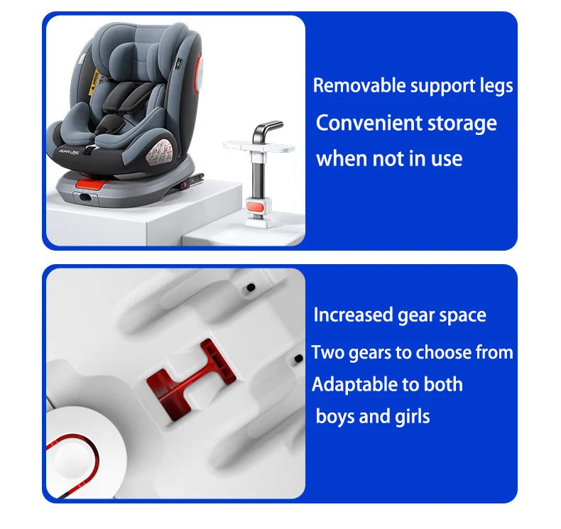 360 Swivel Toddler Car Seat with Retractable Support Anti-Tip Leg, ISOFIX Mount Safety System, Dual SIP Side Impact Module, Integrated Skeleton Shell, Forward and Rearward Facing Multi-Age Child Seat