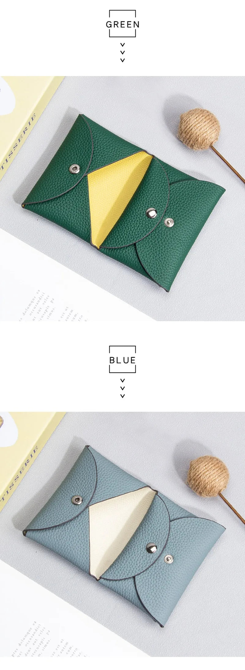 Cowhide Mini Envelope Card Bag Women's Business Card Holder Credit Cards Document Bag Coin Purse Designer Classic Card Bag