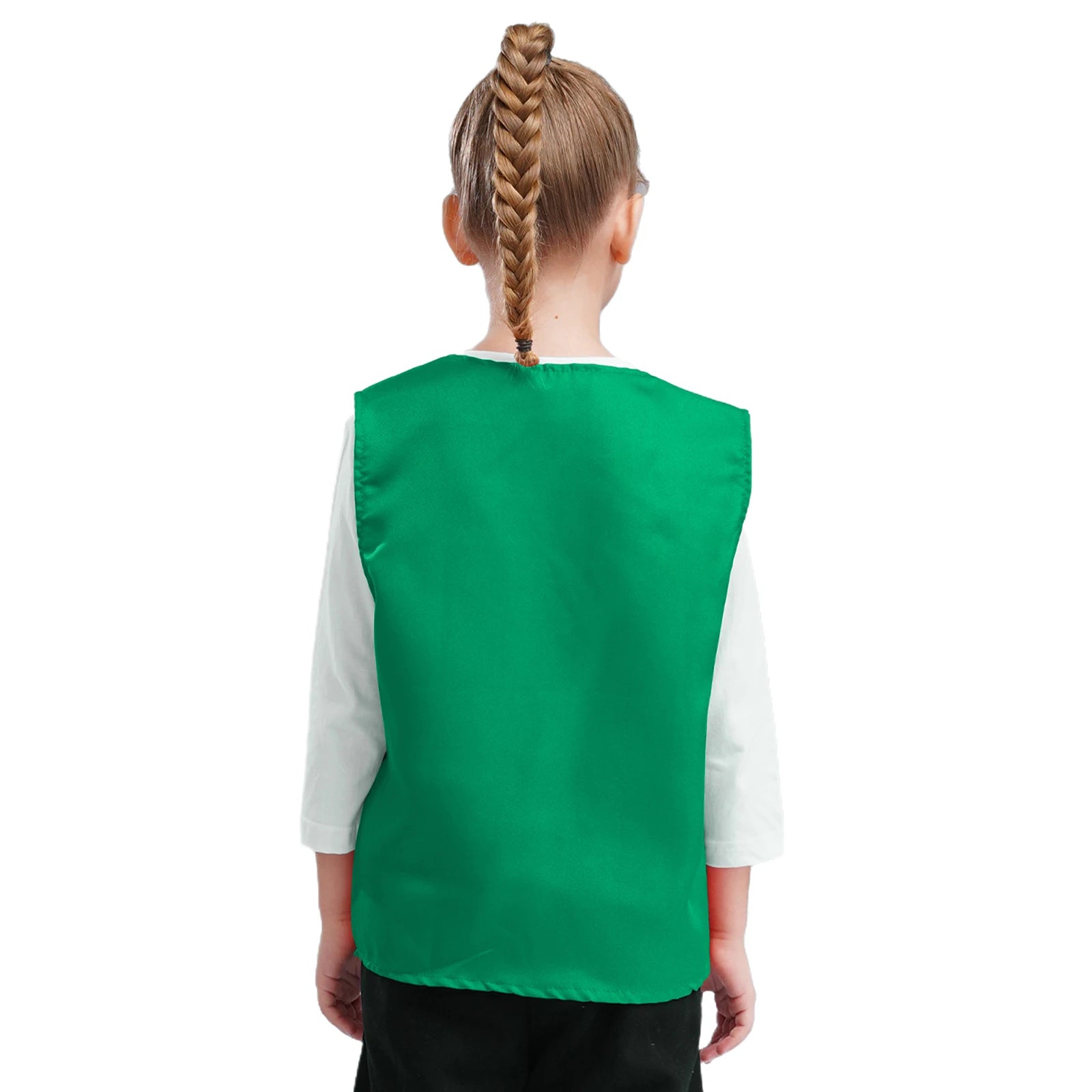 Kids Boys Girls Button Volunteer Vest Solid Color V Neck Sleeveless Waistcoat Volunteers School Camp Activities Uniform