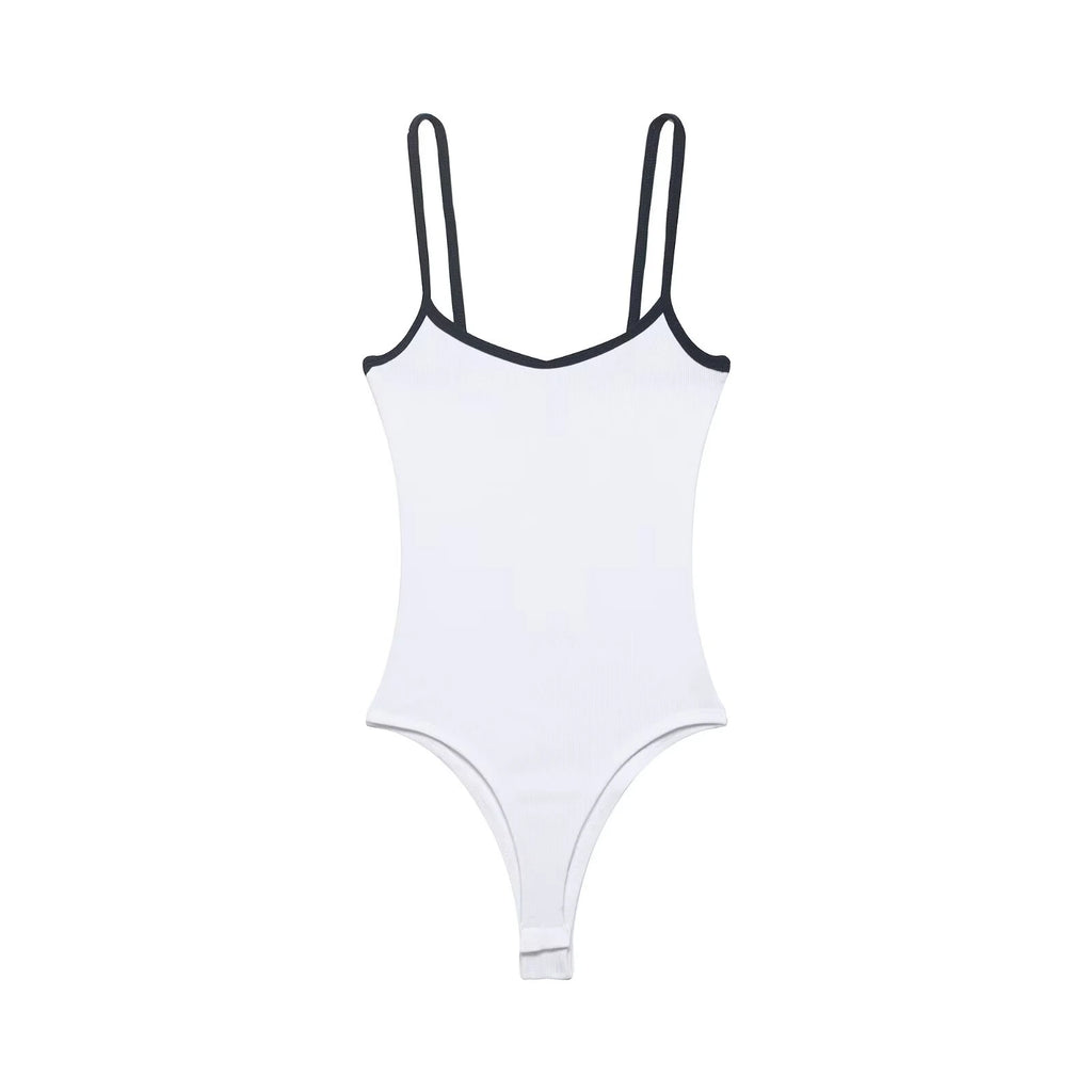 2026 Summer New Women's Sensational Clothing Spicy Girl Style Round Neck Contrasting Color Edge Bottom Strap Jumpsuit