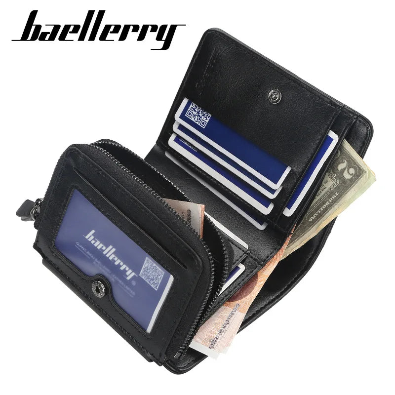 Baellerry PU Leather Men Wallets High Quality Zipper Short Desigh Card Holder Male Purse Vintage Coin Holder Men Wallets