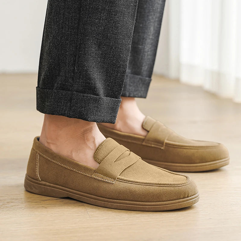Hot Sale Men's Slip On Loafers Preppy Lightweight Breathable Comfort Outdoor Flats Non-Slip Soft Sole Casual Daily Walking Shoes