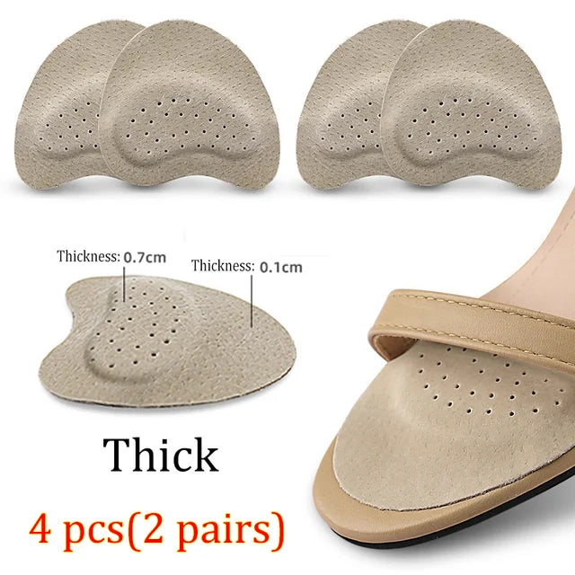 Leather Forefoot Pads for Women's Sandals, High Heels, Non-slip Shoe Insoles, Inserts, Adhesive Anti-Slip Stickers