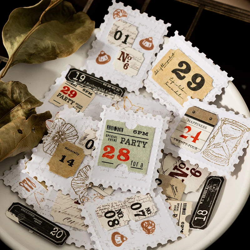 Journal GO 20pcs Retro Number & Symbol Label Sticker Pack Scrapbooking Diary Vintage Decoration Junk Journal Planner Stickers